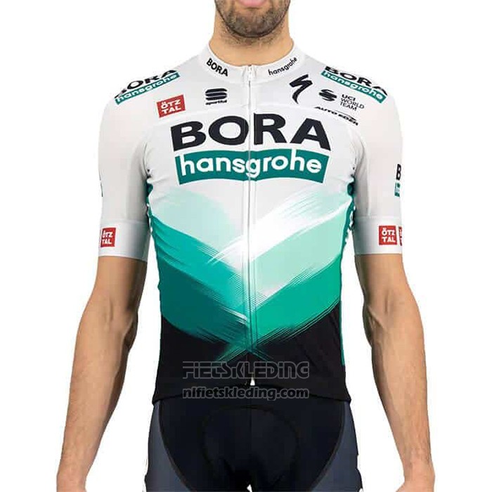 2021 Fietskleding Bora-Hansgrone Wit Groen Korte Mouwen en Koersbroek